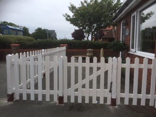 White primed pointed - pointed, picket