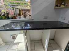 solid black granite worktop with sparkles excellent condition