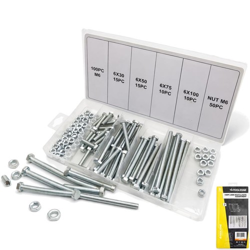 Toolzone 100pc bolt - 100pc, nut