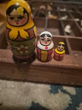 Vintage Russian Nesting Dolls authentic Matryoshka Set 3 Women Thumbprints 