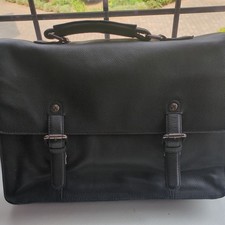 HOWICK Men's Real Leather Satchel Messenger New Laptop Briefcase Bag BLACK 