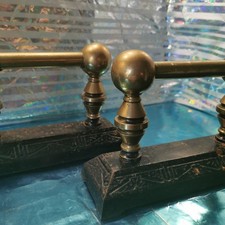 Antique Brass & Cast Iron Fireplace Hearth Fire Dogs Andirons For Logs And Looks