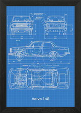 Volvo 142 Blueprint Framed
