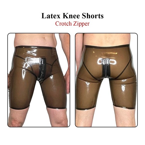 Latex knee shorts - with, crotch