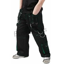  Gothic Cyber Men's Trouser Green Thread Punk Bondage Pants Metal Studs Trousers
