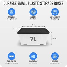 Clear Plastic Storage Boxes with Black Lids Home Office Stackable Container Lids