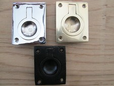 CABINET CUPBOARD DRAWER DOOR RECESSED MILITARY VINTAGE  FLUSH RING PULL HANDLES