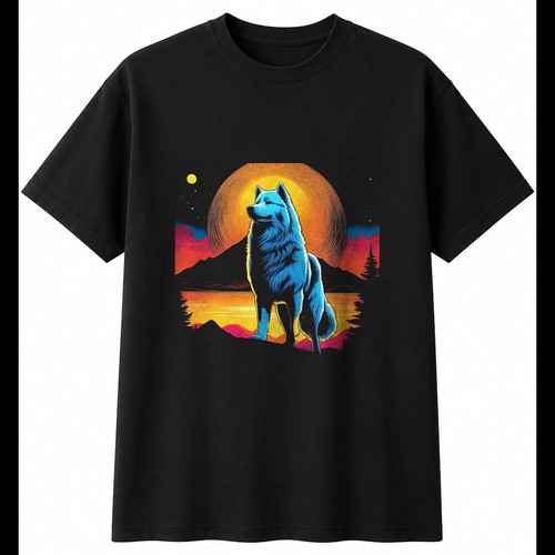 Colourful samoyed moonlight - colourful, in