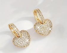 Gold Tone Heart Huggie Hoop