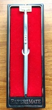 Vintage Papermate Double Heart Steel Slim Ballpoint Pen In Original Display Box