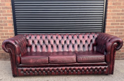 Oxblood leather sofa - sofa, 3