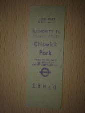  RAILWAY  TICKET  (  A,T,T,  FROM  CHISWICK PARK, ) 