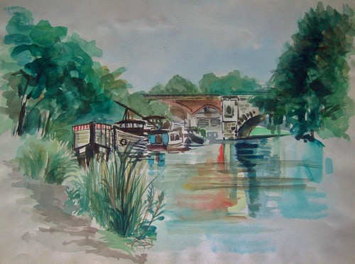 Lutz hiller large watercolor - lutz, hiller,