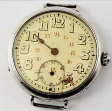 WW1 FRENCH 24H SILVER HALLMARKED TRENCH WATCH MILITARY ANTIQUE MENS WRISTWATCH