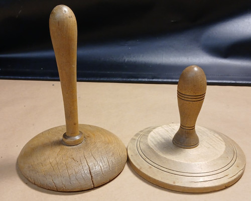Antique treen butter press - antique,