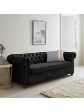 Very Home Chester Chesterfield Leather Look 3 Seater Sofa Set - Black