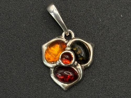 Multicolour amber pendant - amber, in