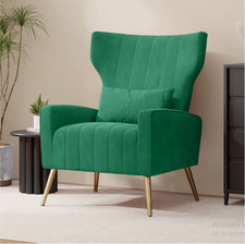 Beige Velvet Recliner Armchair