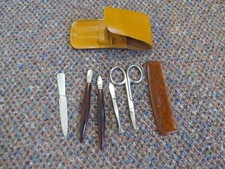 Vintage Manicure Set with Case includes comb and scissors
