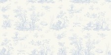 Pale Blue - Toile De Jouy Wallpaper - Artisan - Shabby Chic Decor - 670545