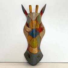 Wooden Giraffe Wooden Carved And Painted Rustic Wall Mask.....