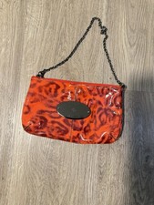 Mulberry Red /Black Paterned Leopard-Print Clutch Unused with Dust Bag