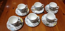 Full set, Vintage W.H. Grindley "Quiet Day" Demitasse Coffee Cups & Saucers.