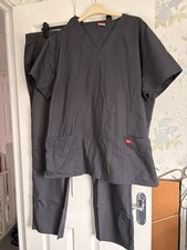 Grey, Dickies, Scrub Set (top and Drawstring Bottoms), Excellent Condition, XL