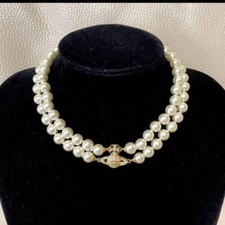 Vivienne Westwood Necklace GRAZIELLA pearl choker gold IN BOX w/drawstring [E02
