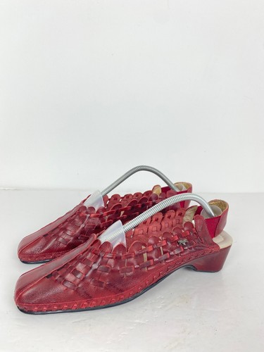 Pikolinos red leather woven - red,