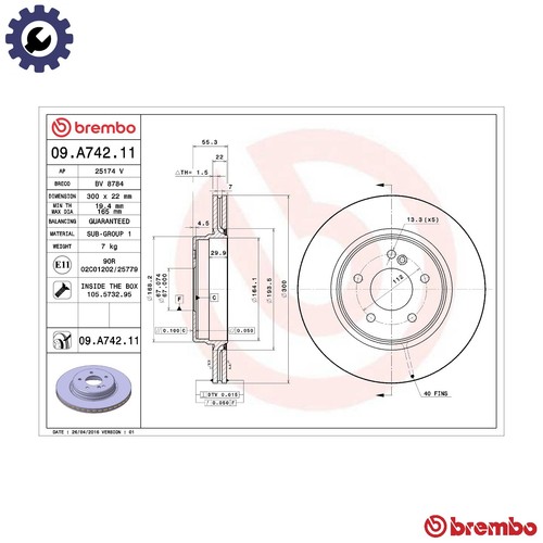 Brake disc a742 11 for - 2x,