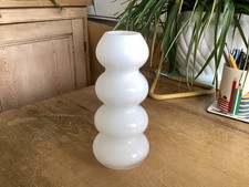 Unknown Ikea Habitat Scandinavian Clear Cased White Glass 8" Hooped Vase