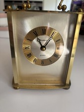 H Samuel Quartz Carriage Clock Roman Numerals Brass Frame Classic Design