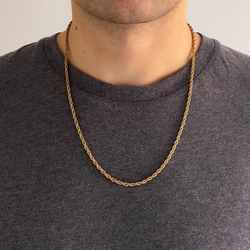 18ct gold plated rope chain - gold,