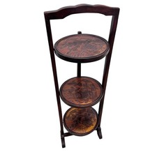 Vtg Mid Century Wood 3-Tier