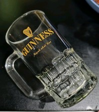 GUINNESS STOUT BEER Vintage MUG Handle ROUNDED GLASS Indonesia Market Only 2pcs