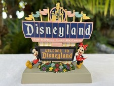 Disney Parks Disneyland Marquee Sign Flags Miniature Ornament Lights Up NWT