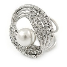 Large white glass pearl - white,