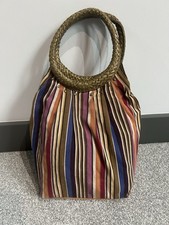 Zara Colourful Striped Hobo Bucket Bag Material Cotton Woven Handles Boho Bag