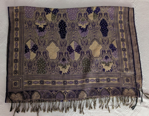Purple gold beige - purple/gold/beige, paisley