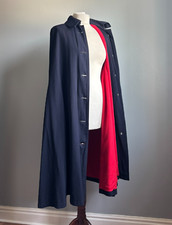 Vintage nurse CAPE CLOAK navy blue red inner BOYD COOPER LONDON call the midwife