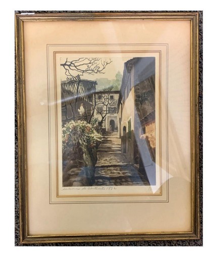 Pencil signed engraving farm - pencil, engraving,