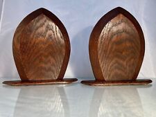 pair of ARTS & CRAFTS solid TIGER OAK bookends vintage/antique ALL ORIGINAL