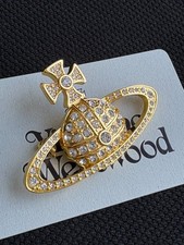 Vivienne Westwood Full Crystal Classic Saturn Orb Pin Brooches