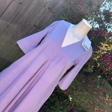 Ganni Purple Striped Poplin Cotton Midi Summer Dress EU 32 UK 4 RRP £245