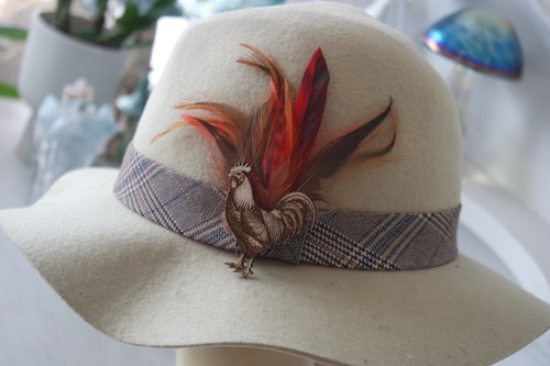 Feather brooch hat pin - hat, pin,