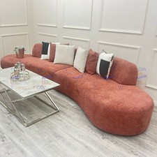 2025 SALE Miami Boucle Curved Firm Cinema Sofa 4 Seater Up to 6 Large Rust Red