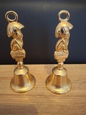 A Pair of Cornish pixie Brass Bell Vintage Hand Crafted Figurine Bells