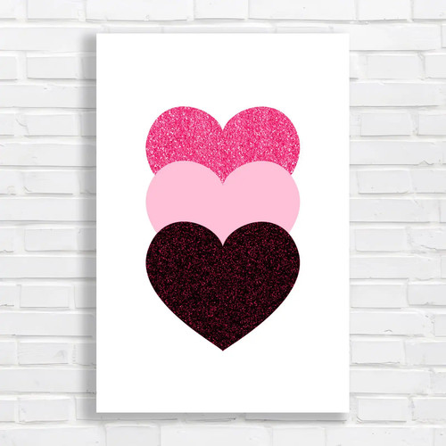 Glitter hearts pink canvas - glitter,