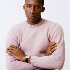 BNWT Malloch’s Wreay Shetland Wool Crew Neck Jumper Large Pink Haar RRP £205